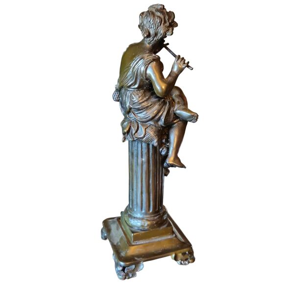 L. F. Moreau Sculptures 13 Inch French Statues With Musical Instruments - Picture 14 of 15